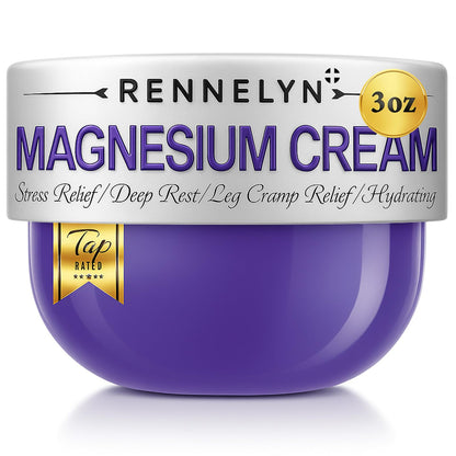 Magnesium Cream Leg Cramps: Soothing Lotion with Magnesium Glycinate, Malate, & Chloride (3 OZ FL, Lavender) - Maple Wellness Supplements