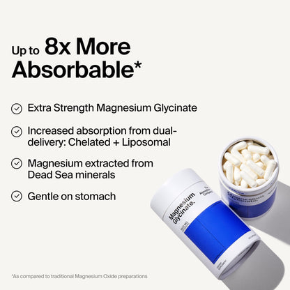 Magnesium Glycinate 1000mg - Liposomal Magnesium Bisglycinate for Max Absorption - Extra Strength to Support Body and Mind, Non-Laxative, Vegan, Gluten-Free - 120 Capsules - Maple Wellness Supplements