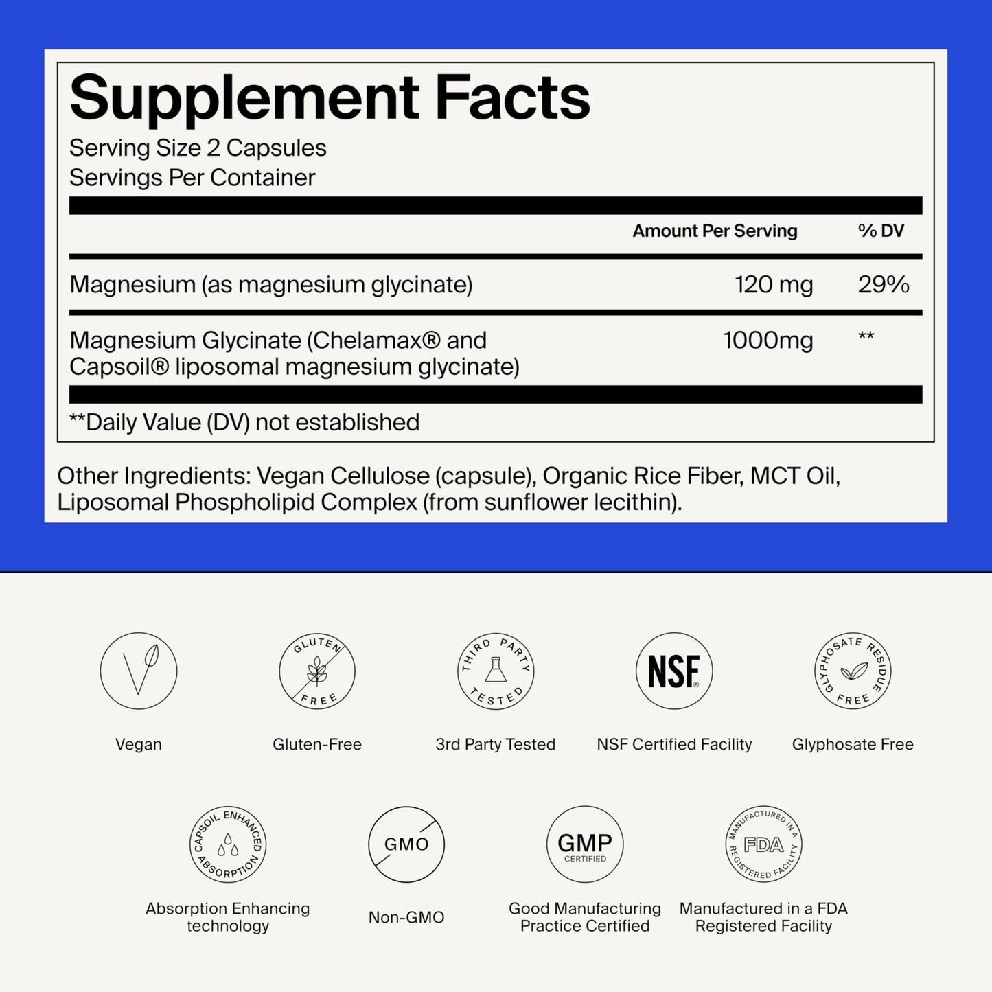 Magnesium Glycinate 1000mg - Liposomal Magnesium Bisglycinate for Max Absorption - Extra Strength to Support Body and Mind, Non-Laxative, Vegan, Gluten-Free - 120 Capsules - Maple Wellness Supplements