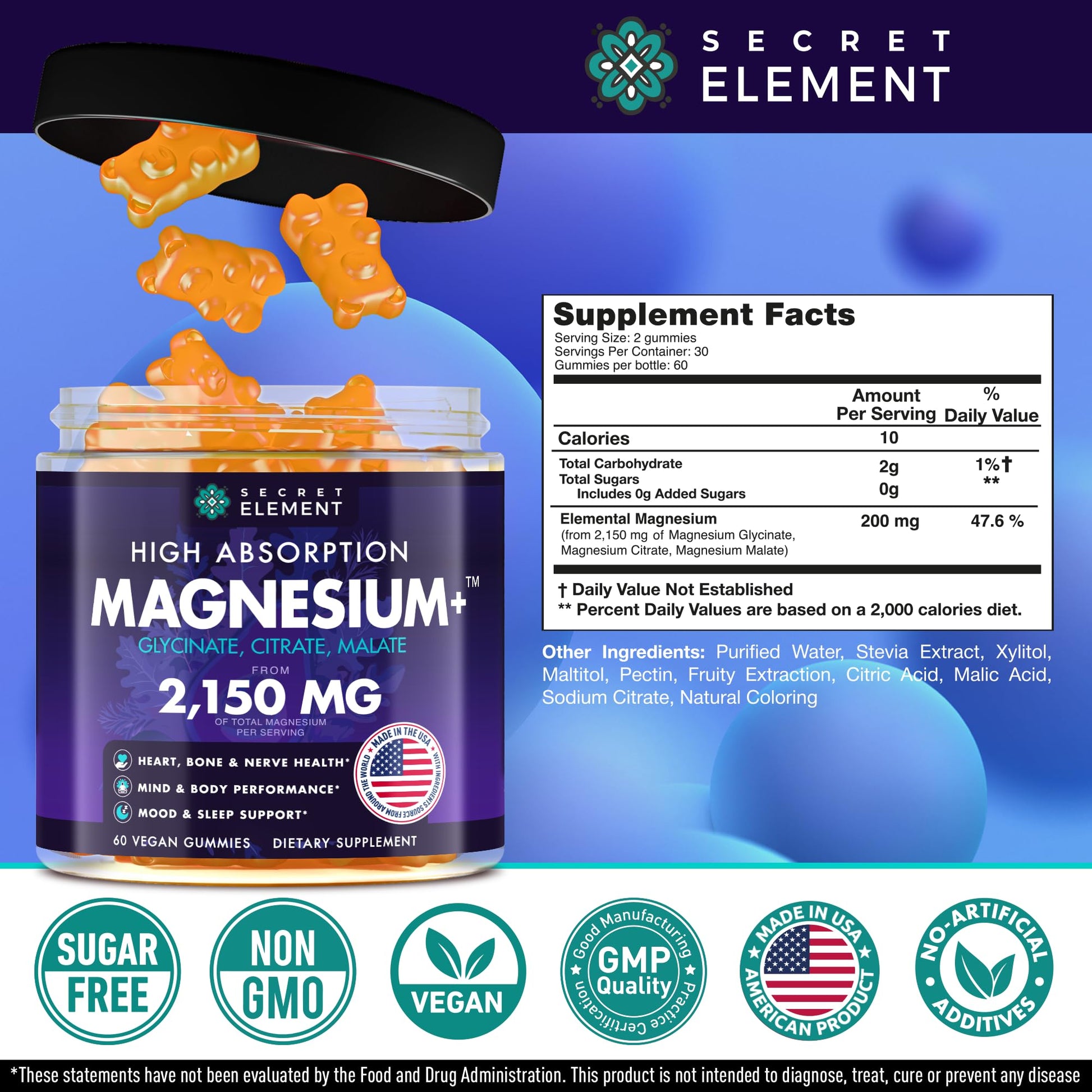 Magnesium Glycinate 2150MG, High Absorption Magnesium Glycinate, Citrate, Malate, Sugar-Free,Vegan, Inspired by Wellness Traditions Like Arjuna - Maple Wellness Supplements