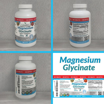 Magnesium Glycinate 400mg | 200 Tablets | High Absorption Mag Supplements for Sleep, Leg Cramps, Heart, Muscle, Calm | Non Buffered Bisglycinate, Extra Strength for Women and Men, Tablets Not Capsules - Maple Wellness Supplements