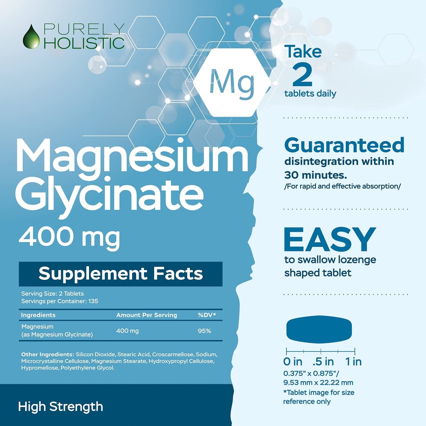 Magnesium Glycinate 400mg - 270 Magnesium Tablets (not Capsules) - 400 mg Elemental Magnesium - Highly Bioavailable - Vegan and Vegetarian - for Improved Sleep, Stress Relief & Cramp Defense - Maple Wellness Supplements