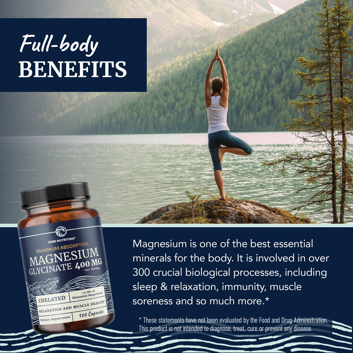 Magnesium Glycinate 400mg | High Absorption Formula for Sleep, Calm, Muscle Relaxation, Heart, Bone & Nerve Support for Women & Men | Chelated Magnesium Glycinate Supplement | 120 Ct (2 Month Supply) - Maple Wellness Supplements