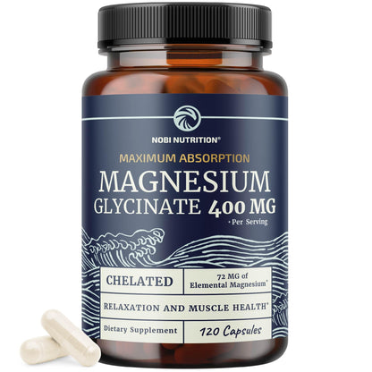 Magnesium Glycinate 400mg | High Absorption Formula for Sleep, Calm, Muscle Relaxation, Heart, Bone & Nerve Support for Women & Men | Chelated Magnesium Glycinate Supplement | 120 Ct (2 Month Supply) - Maple Wellness Supplements