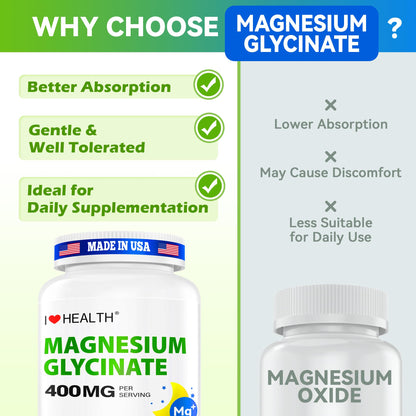 Magnesium Glycinate 400mg per Capsule – 240 Capsules – High Absorption Magnesium Supplement for Relaxation, Calmness & Muscle Support – Gentle on Stomach - Maple Wellness Supplements