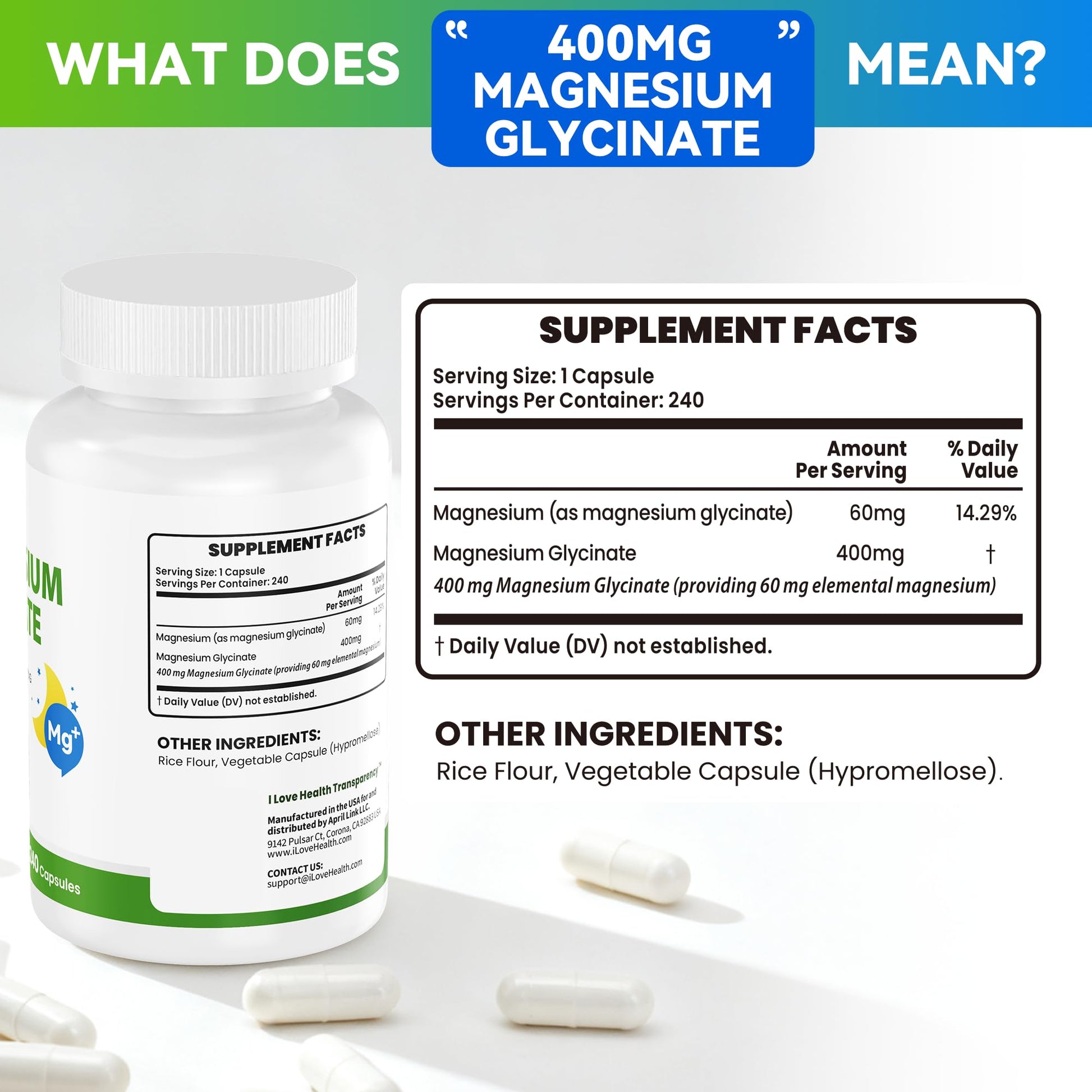 Magnesium Glycinate 400mg per Capsule – 240 Capsules – High Absorption Magnesium Supplement for Relaxation, Calmness & Muscle Support – Gentle on Stomach - Maple Wellness Supplements