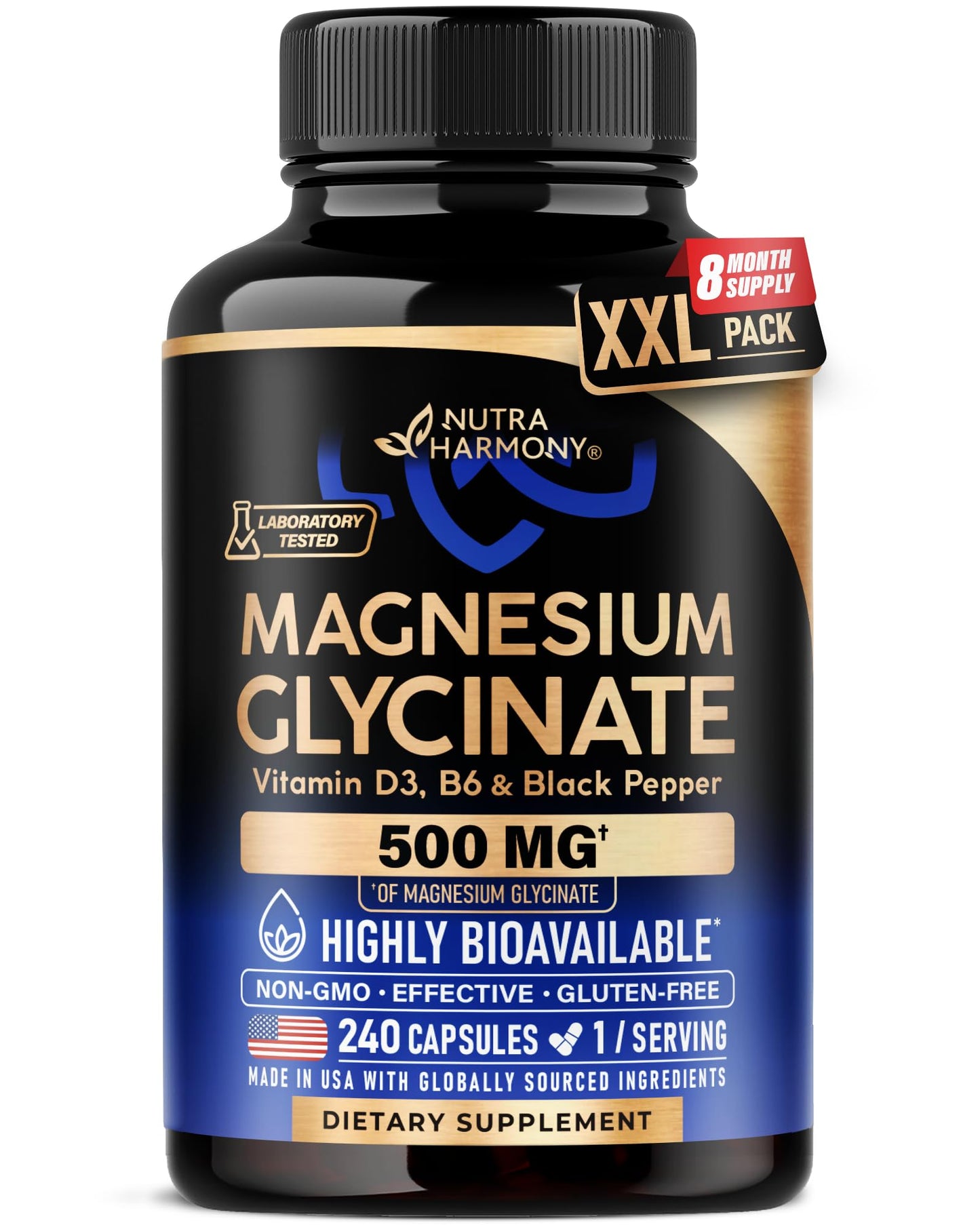 Magnesium Glycinate 500 mg - Chelated Supplement - High Absorption Form of Magnesium - Support for Sleep, Muscle & Heart Health - Maple Wellness Supplements