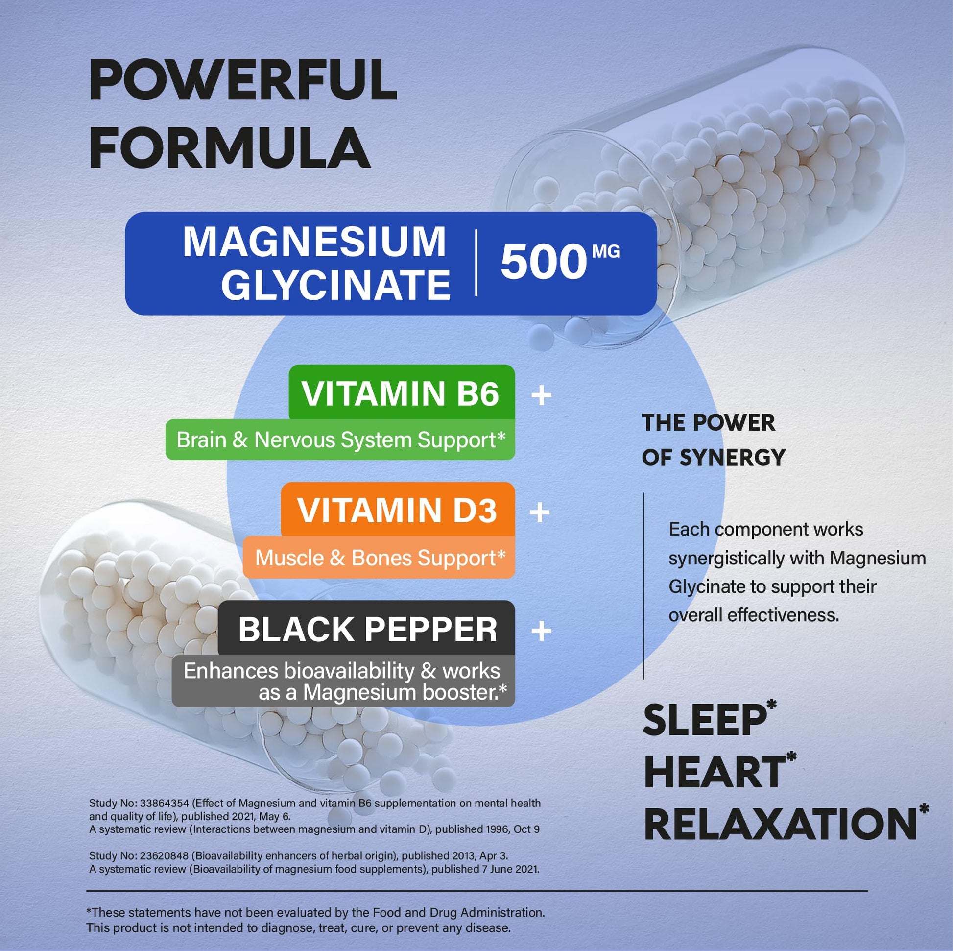 Magnesium Glycinate 500 mg - Chelated Supplement - High Absorption Form of Magnesium - Support for Sleep, Muscle & Heart Health - Maple Wellness Supplements