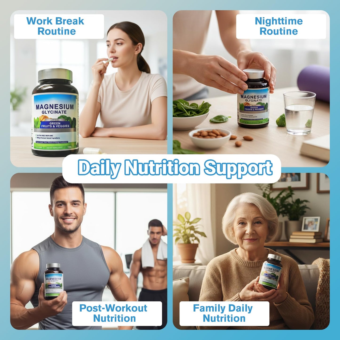 Magnesium Glycinate 500mg with Vitamin D3 – High Absorption Magnesium Supplement with Veggies Design – Supports Bone & Muscle Function and Energy – Non-GMO, Gluten-Free – 120 Veg Capsules - Maple Wellness Supplements