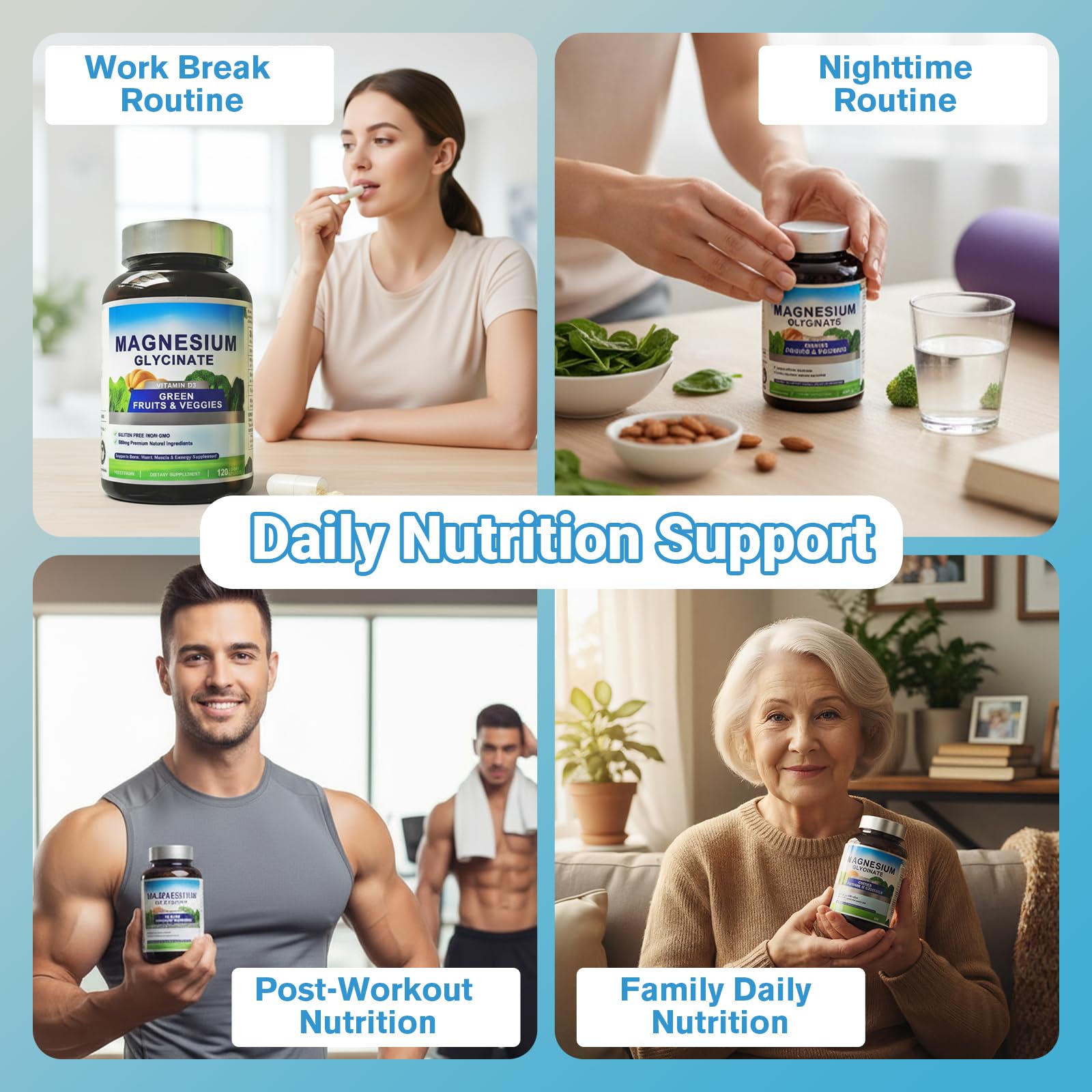 Magnesium Glycinate 500mg with Vitamin D3 – High Absorption Magnesium Supplement with Veggies Design – Supports Bone & Muscle Function and Energy – Non-GMO, Gluten-Free – 120 Veg Capsules - Maple Wellness Supplements