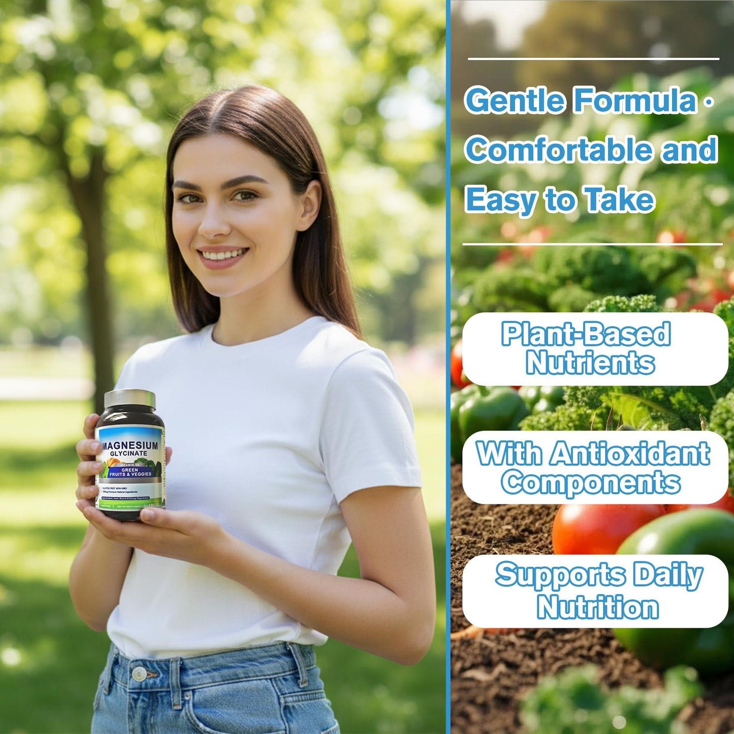 Magnesium Glycinate 500mg with Vitamin D3 – High Absorption Magnesium Supplement with Veggies Design – Supports Bone & Muscle Function and Energy – Non-GMO, Gluten-Free – 120 Veg Capsules - Maple Wellness Supplements
