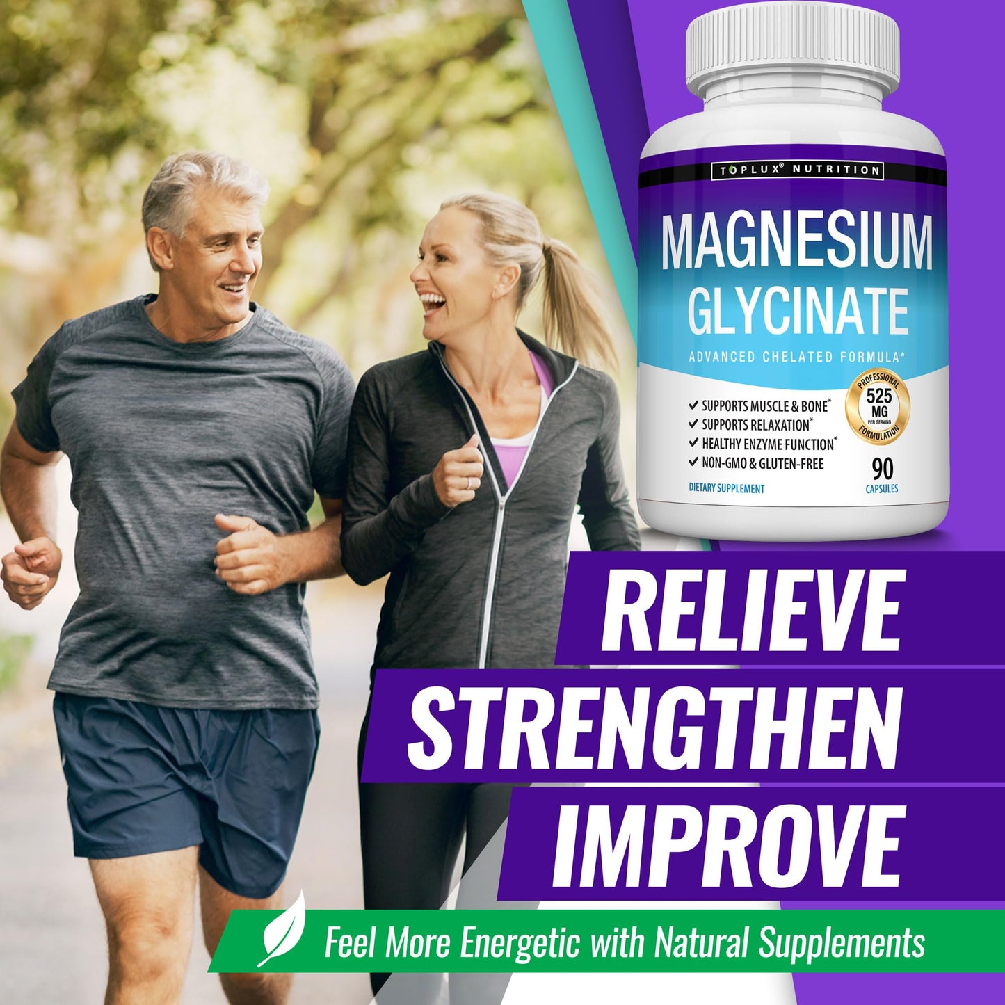 Magnesium Glycinate 525mg - High Absorption Chelated Magnesium Supplement Made with Pure Magnesium Glycinate - Supports Muscles, Sleep, Cramps, Recovery Bisglycinate - Maple Wellness Supplements