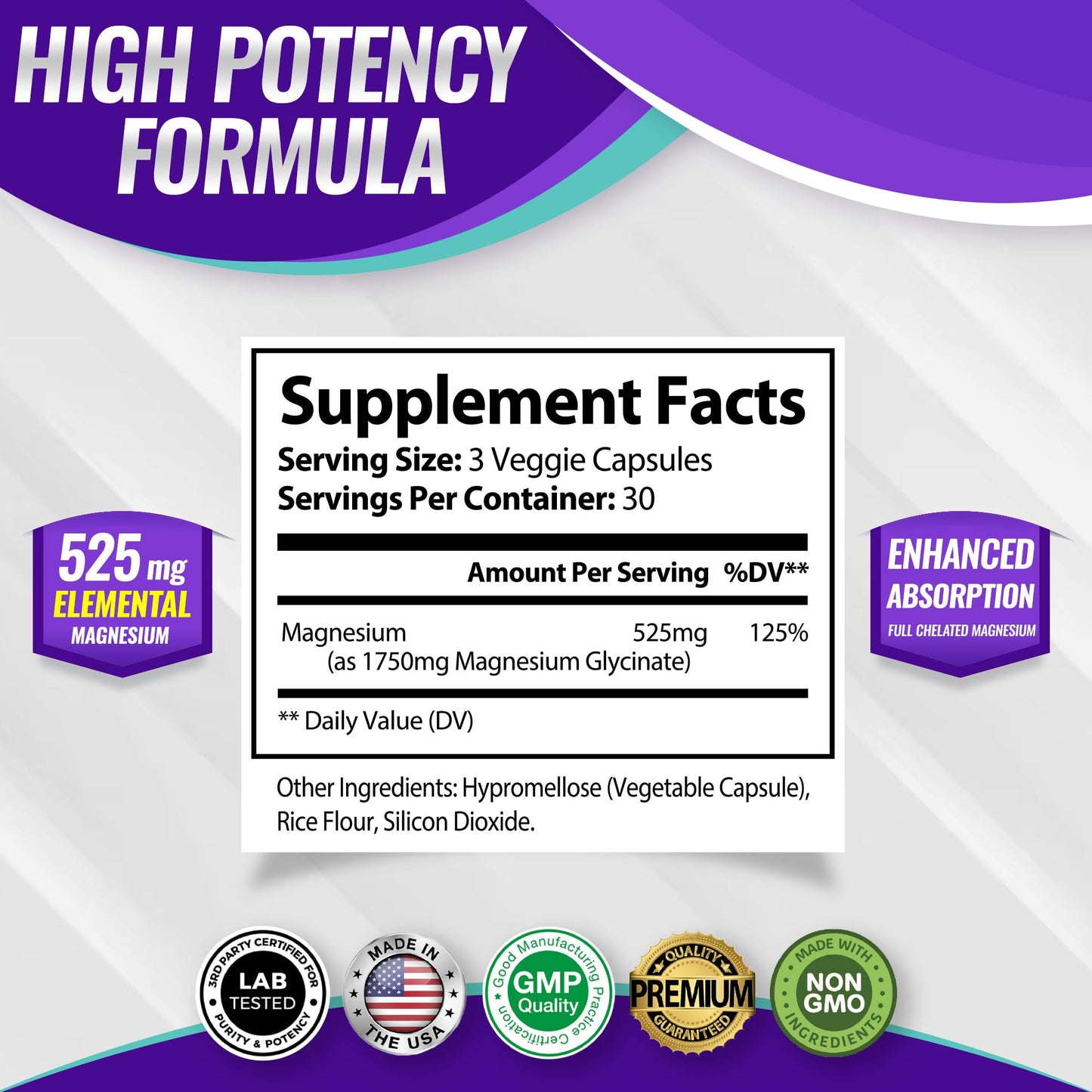 Magnesium Glycinate 525mg - High Absorption Chelated Magnesium Supplement Made with Pure Magnesium Glycinate - Supports Muscles, Sleep, Cramps, Recovery Bisglycinate - Maple Wellness Supplements
