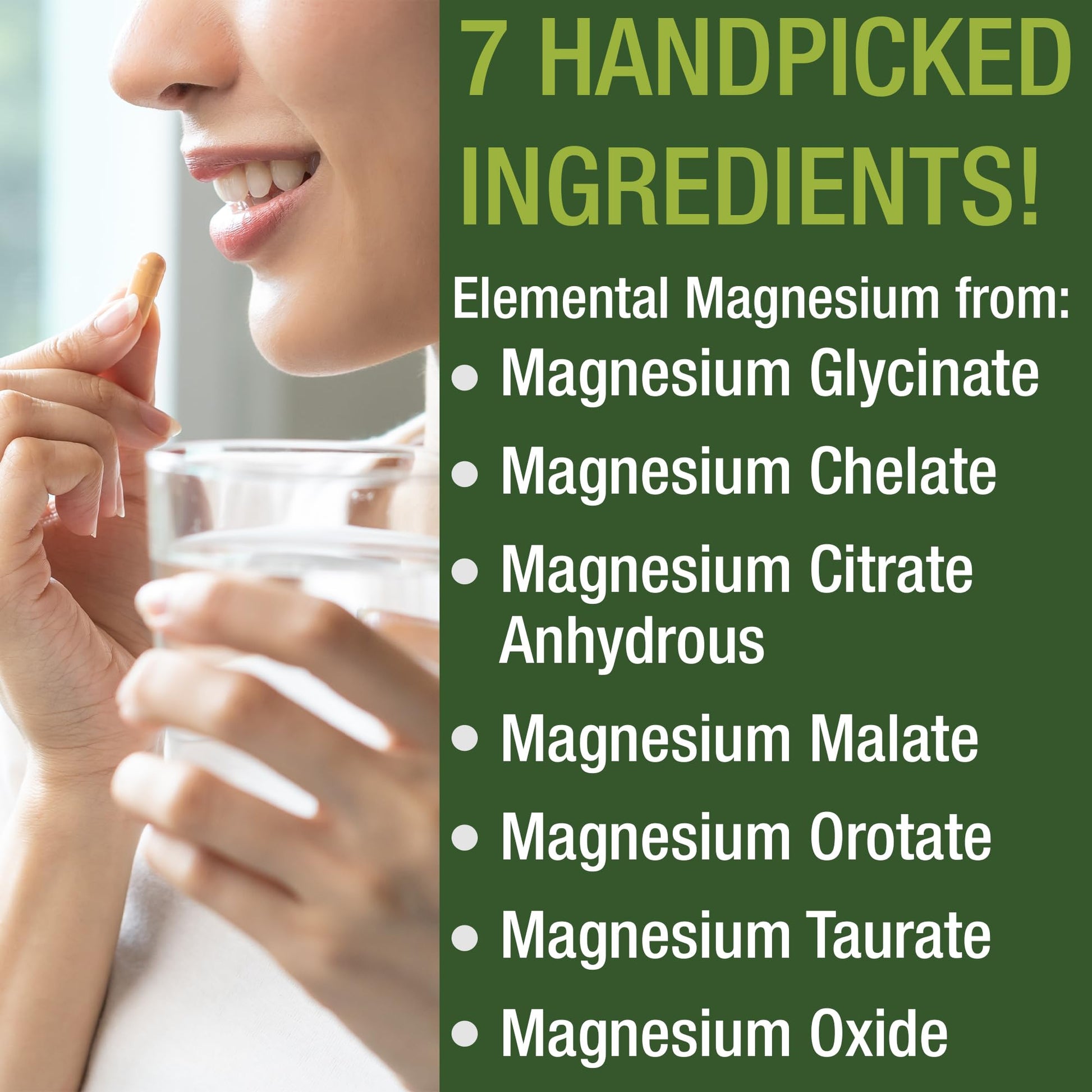 Magnesium Glycinate + Citrate + Malate + Chelate + Orotate + Taurate + Oxide. 7 Forms of Magnesium Complex. 500mg Supplement Capsules for Women & Men. 2 Pills for Sleep, Leg Cramps, Muscles - Maple Wellness Supplements