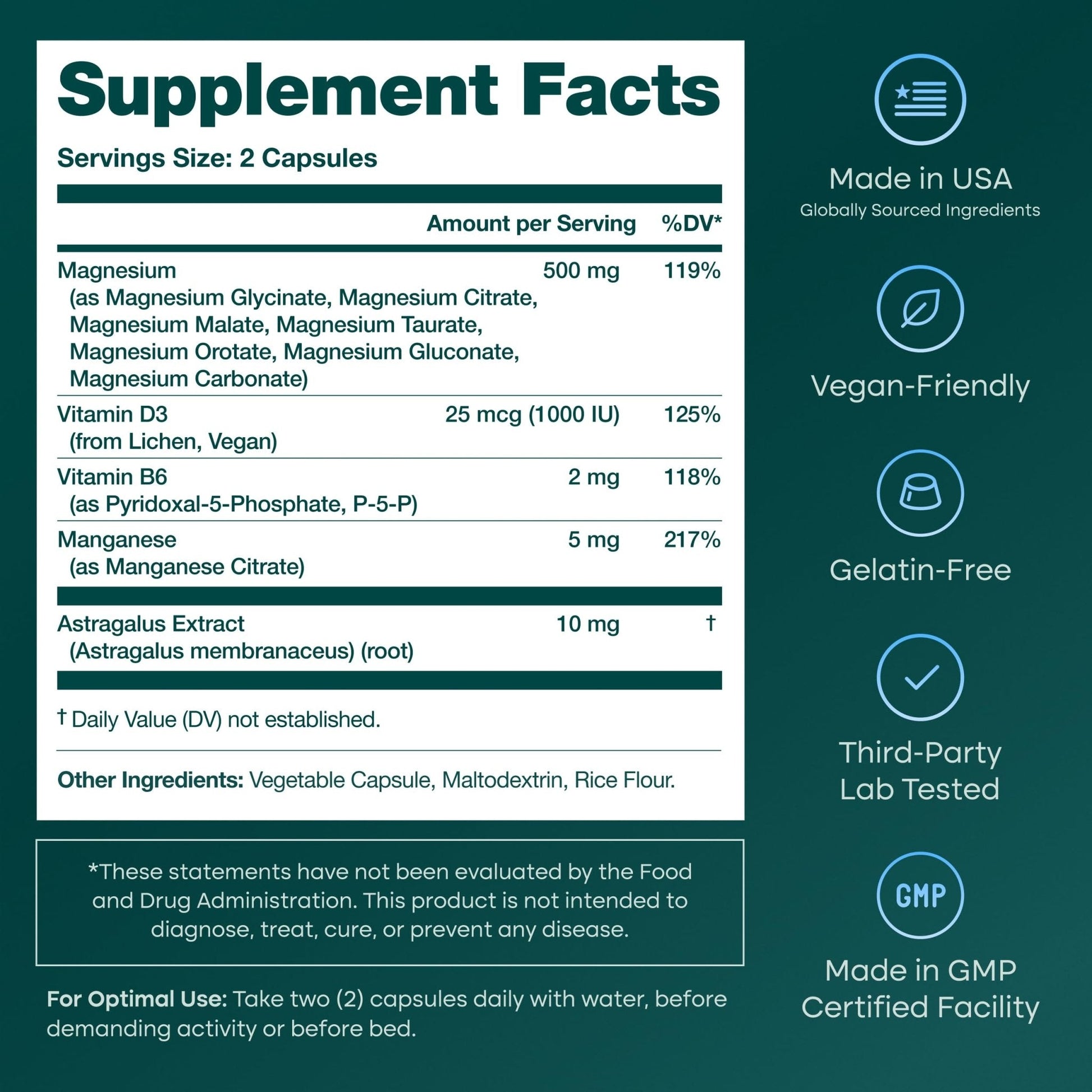 Magnesium Glycinate Complex 500mg (7-in-1) with D3, B6 (P5P) & Manganese - Multi-Form Blend - Supports Sleep & Muscle Health [Oxide-Free] - Maple Wellness Supplements