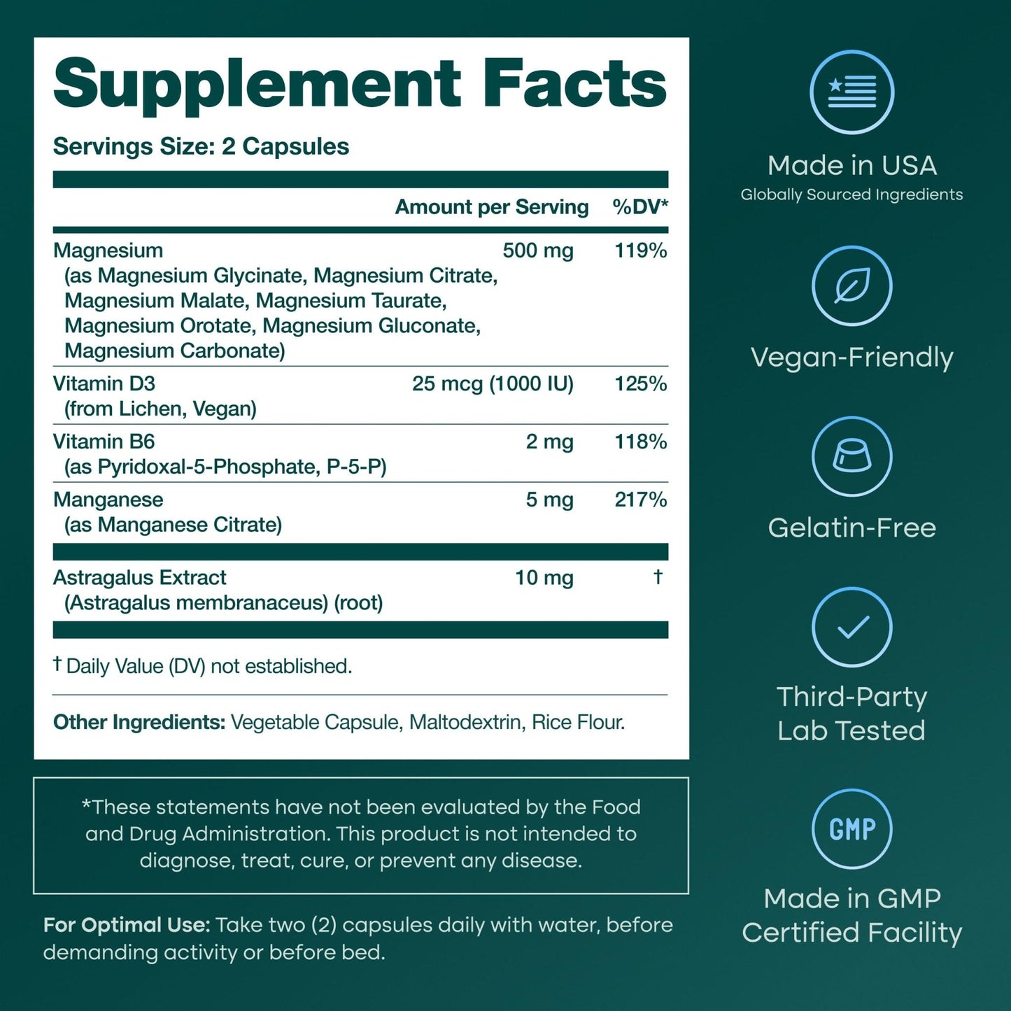 Magnesium Glycinate Complex (7-in-1) 500mg with D3 & B6 P5P - Multi-Form Blend with Glycinate, Citrate, Malate, Taurate, Gluconate, Carbonate, & Orotate - Maple Wellness Supplements