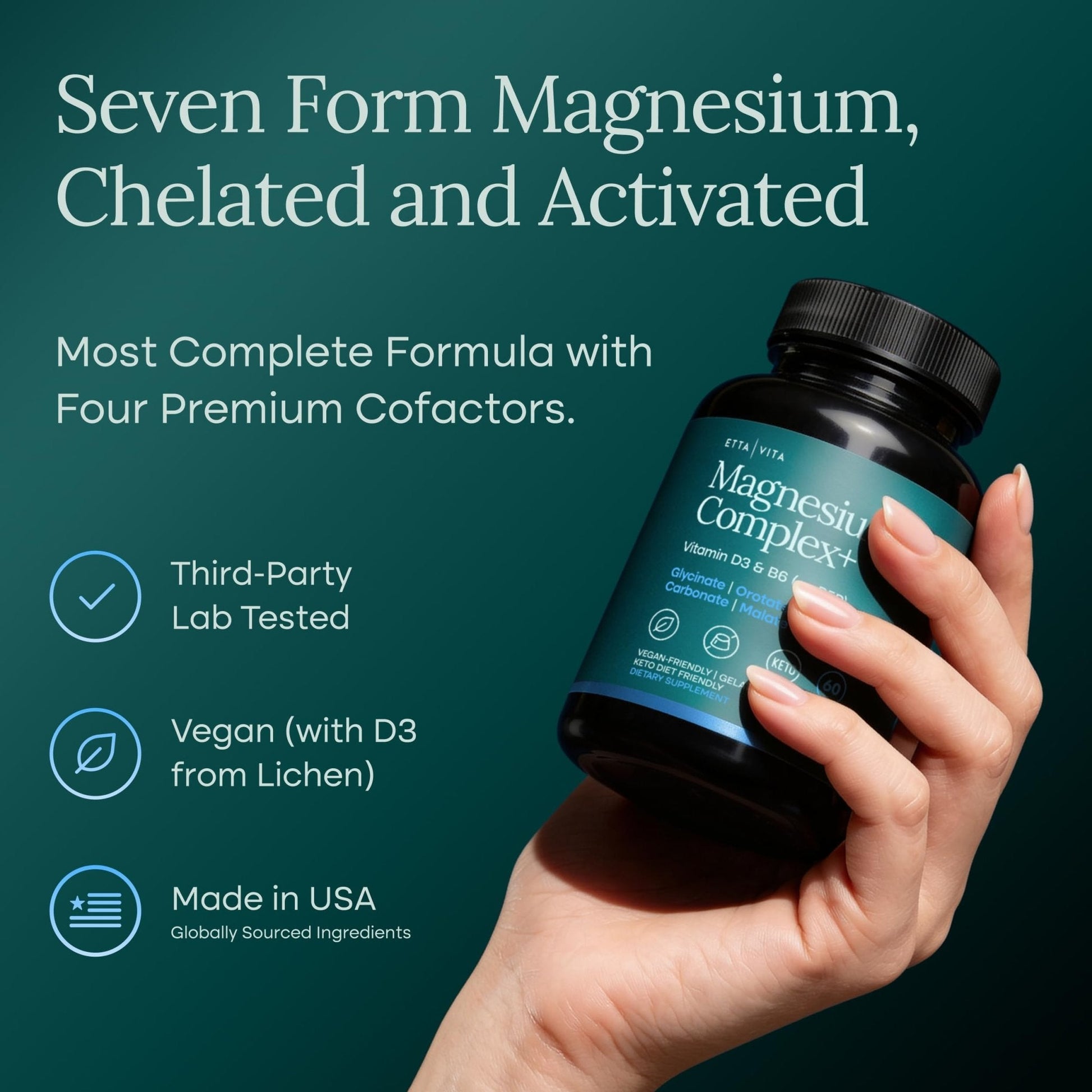 Magnesium Glycinate Complex (7-in-1) 500mg with D3 & B6 P5P - Multi-Form Blend with Glycinate, Citrate, Malate, Taurate, Gluconate, Carbonate, & Orotate - Maple Wellness Supplements