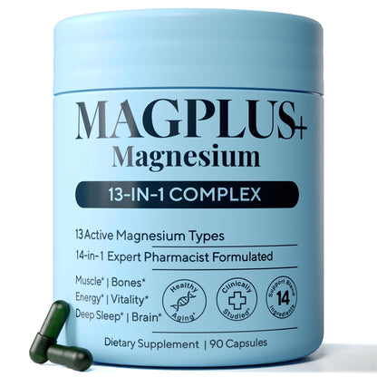 Magnesium Glycinate Complex Supplement, 900mg – 13-in-1 Magnesium L-Threonate, Citrate, Taurate & Malate for Women & Men – Liposomal Chelated Formula – Sleep, Muscle & Brain Support – 90 Capsules - Maple Wellness Supplements