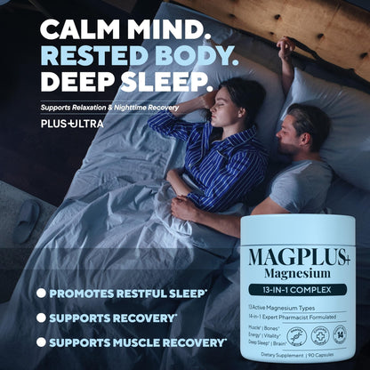 Magnesium Glycinate Complex Supplement, 900mg – 13-in-1 Magnesium L-Threonate, Citrate, Taurate & Malate for Women & Men – Liposomal Chelated Formula – Sleep, Muscle & Brain Support – 90 Capsules - Maple Wellness Supplements