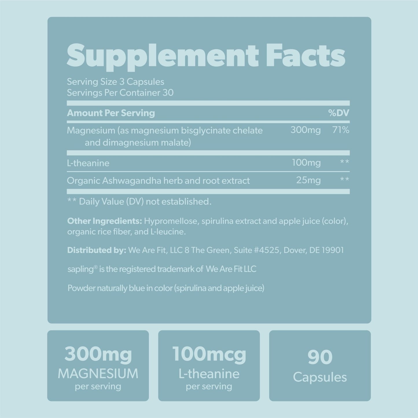 Magnesium Glycinate Complex Supplement - Chelated Magnesium Glycinate with Malate, Organic Ashwagandha, L-theanine & Blue Spirulina - High Absorption, Vegan, Non-GMO, 300mg, 90 Veggie Caps - Maple Wellness Supplements