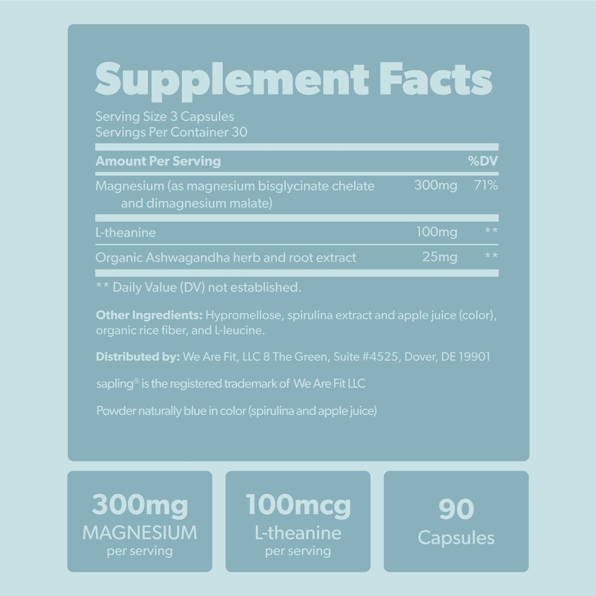 Magnesium Glycinate Complex Supplement - Chelated Magnesium Glycinate with Malate, Organic Ashwagandha, L-theanine & Blue Spirulina - High Absorption, Vegan, Non-GMO, 300mg, 90 Veggie Caps - Maple Wellness Supplements