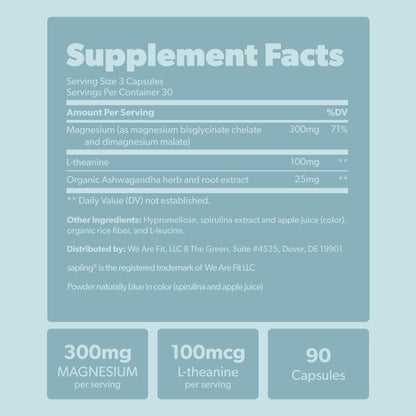 Magnesium Glycinate Complex Supplement - Chelated Magnesium Glycinate with Malate, Organic Ashwagandha, L-theanine & Blue Spirulina - High Absorption, Vegan, Non-GMO, 300mg, 90 Veggie Caps - Maple Wellness Supplements