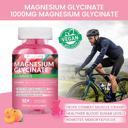 Magnesium Glycinate Gummies 1000mg, High Absorption Sugar Free Magnesium Potassium Supplement for Relaxation - Maple Wellness Supplements