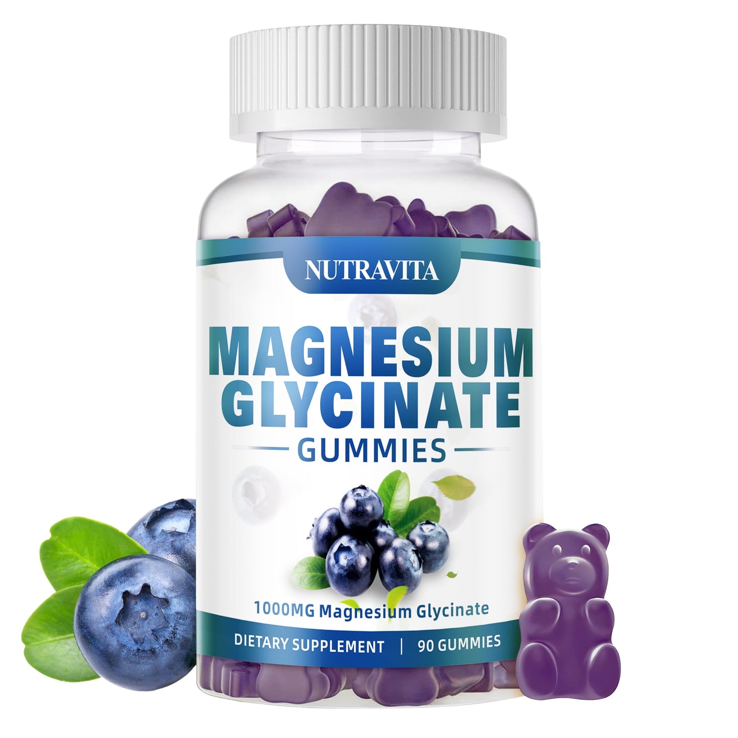 Magnesium Glycinate Gummies 1000mg with Magnesium L-Threonate,Chelated Magnesium Potassium Complex Supplement with VitD, B6, CoQ10, Calcium,Supports for Memory - Maple Wellness Supplements
