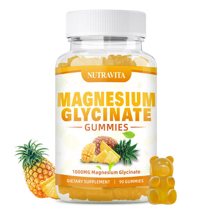 Magnesium Glycinate Gummies 1000mg with Magnesium L-Threonate,Chelated Magnesium Potassium Complex Supplement with VitD, B6, CoQ10, Calcium,Supports for Memory, Calm, - Maple Wellness Supplements