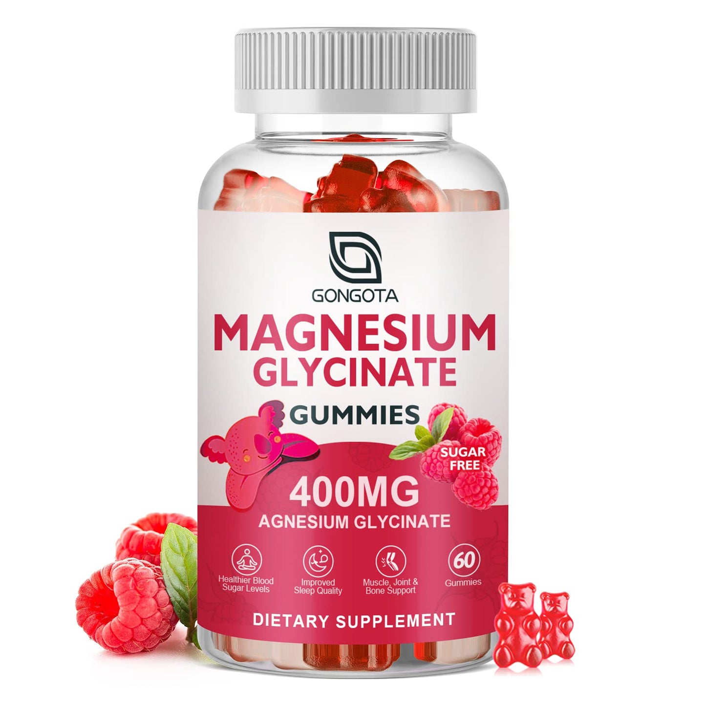Magnesium Glycinate Gummies 400 mg with 100 mg Composite magnesium - Chelated Magnesium Potassium Supplement with Vitamin D, B6 Supports Calm, Sleep, Memory & Muscle - Maple Wellness Supplements