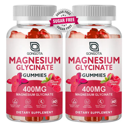 Magnesium Glycinate Gummies 400 mg with 100 mg Composite magnesium - Chelated Magnesium Potassium Supplement with Vitamin D, B6 Supports Calm, Sleep, Memory & Muscle Cramps,Sugar Free - 120 Gummies - Maple Wellness Supplements