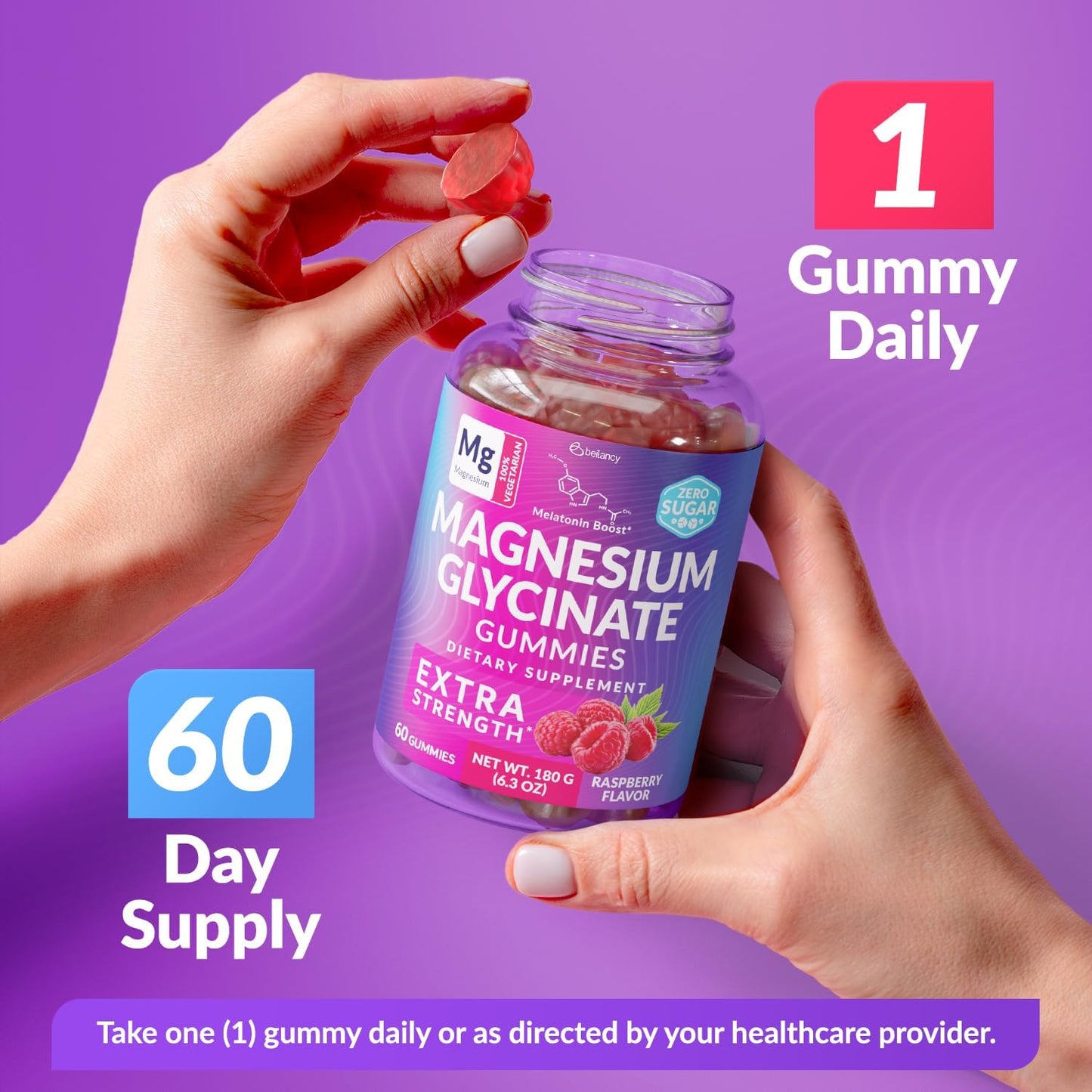 Magnesium Glycinate Gummies 400mg, Muscle Support and Relaxation, Magnesium Supplement for Women, Men and Kids, High Absorption, Sugar Free, - Maple Wellness Supplements