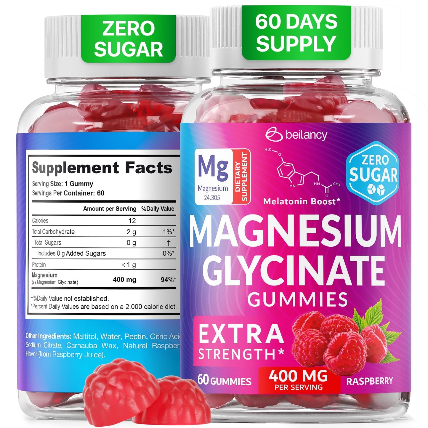 Magnesium Glycinate Gummies 400mg, Muscle Support and Relaxation, Magnesium Supplement for Women, Men and Kids, High Absorption, Sugar Free, - Maple Wellness Supplements