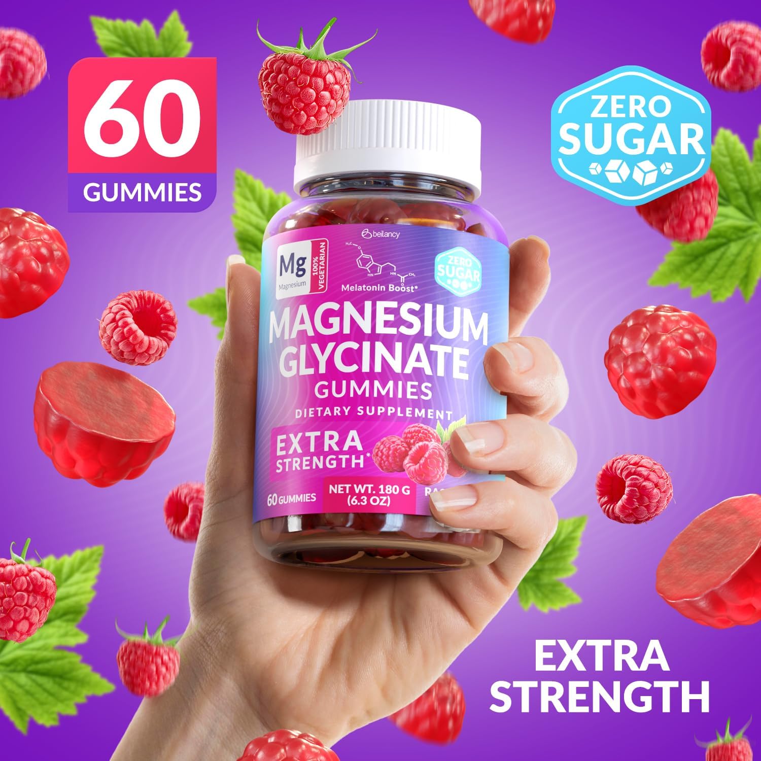 Magnesium Glycinate Gummies 400mg, Muscle Support and Relaxation, Magnesium Supplement for Women, Men and Kids, High Absorption, Sugar Free, - Maple Wellness Supplements
