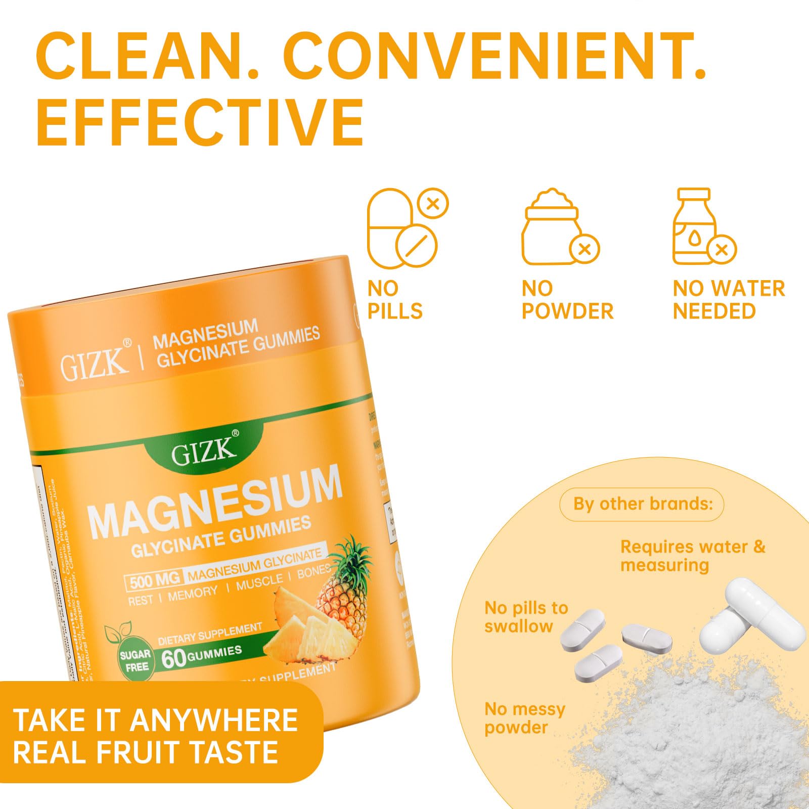 Magnesium Glycinate Gummies 500mg – Sugar Free Magnesium Gummies for Sleep, Stress, Muscle & Nerve Support – for Adults & Kids 4+, Vegan, - Maple Wellness Supplements