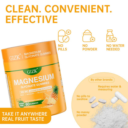 Magnesium Glycinate Gummies 500mg – Sugar Free Magnesium Gummies for Sleep, Stress, Muscle & Nerve Support – for Adults & Kids 4+, Vegan, - Maple Wellness Supplements