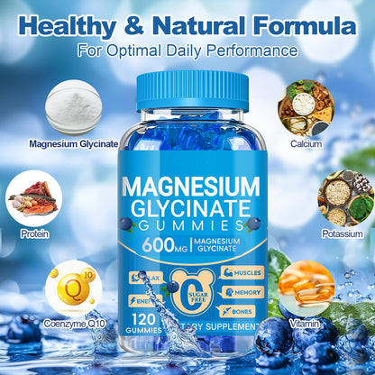 Magnesium Glycinate Gummies 600mg, Chewable Sugar Free Potassium Magnesium Gummies with Manganese Glycinate, Vitamin D, B6, and CoQ10 for Calm Suppor - Maple Wellness Supplements