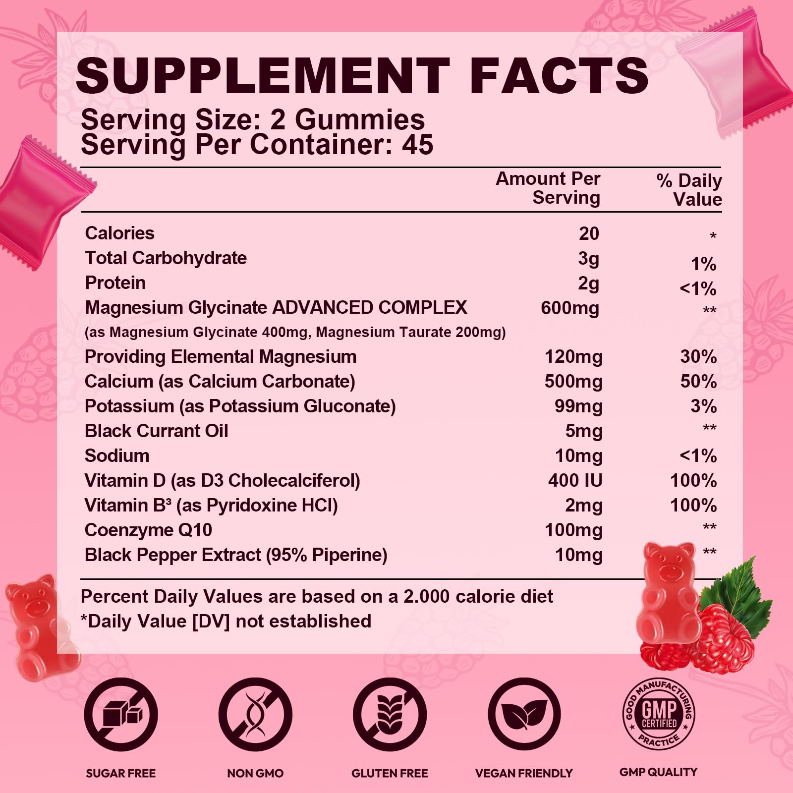 Magnesium Glycinate Gummies 600mg, High Absorption Magnesium Complex, Sugar Free Chewables Gummies with VitaminD & B6 - Maple Wellness Supplements