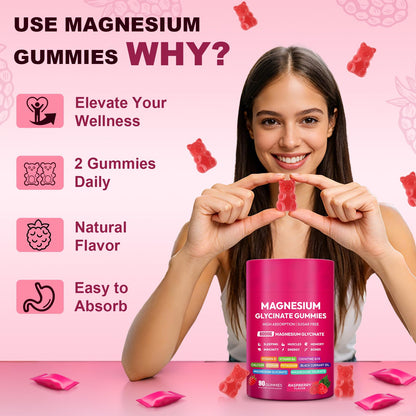 Magnesium Glycinate Gummies 600mg, High Absorption Magnesium Complex, Sugar Free Chewables Gummies with VitaminD & B6 - Maple Wellness Supplements