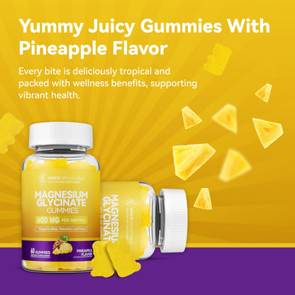 Magnesium Glycinate Gummies 600mg, Non-GMO, Gluten-Free, Magnesium Gummies for Adults & Kids, Sleep, Relaxation & Focus - Maple Wellness Supplements