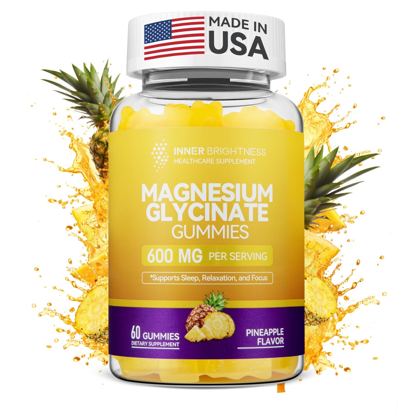 Magnesium Glycinate Gummies 600mg, Non-GMO, Gluten-Free, Magnesium Gummies for Adults & Kids, Sleep, Relaxation & Focus - Maple Wellness Supplements