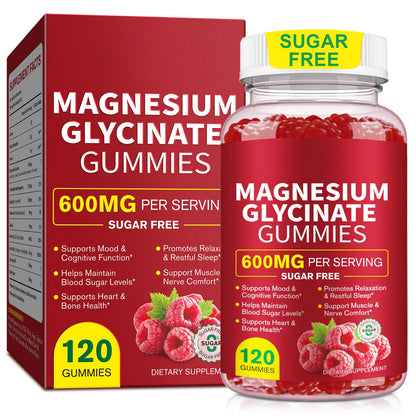 Magnesium Glycinate Gummies 600mg – Sugar-Free High Absorption Magnesium with L-Threonate, Supports Relaxation, Calm & Restful Sleep, - Maple Wellness Supplements