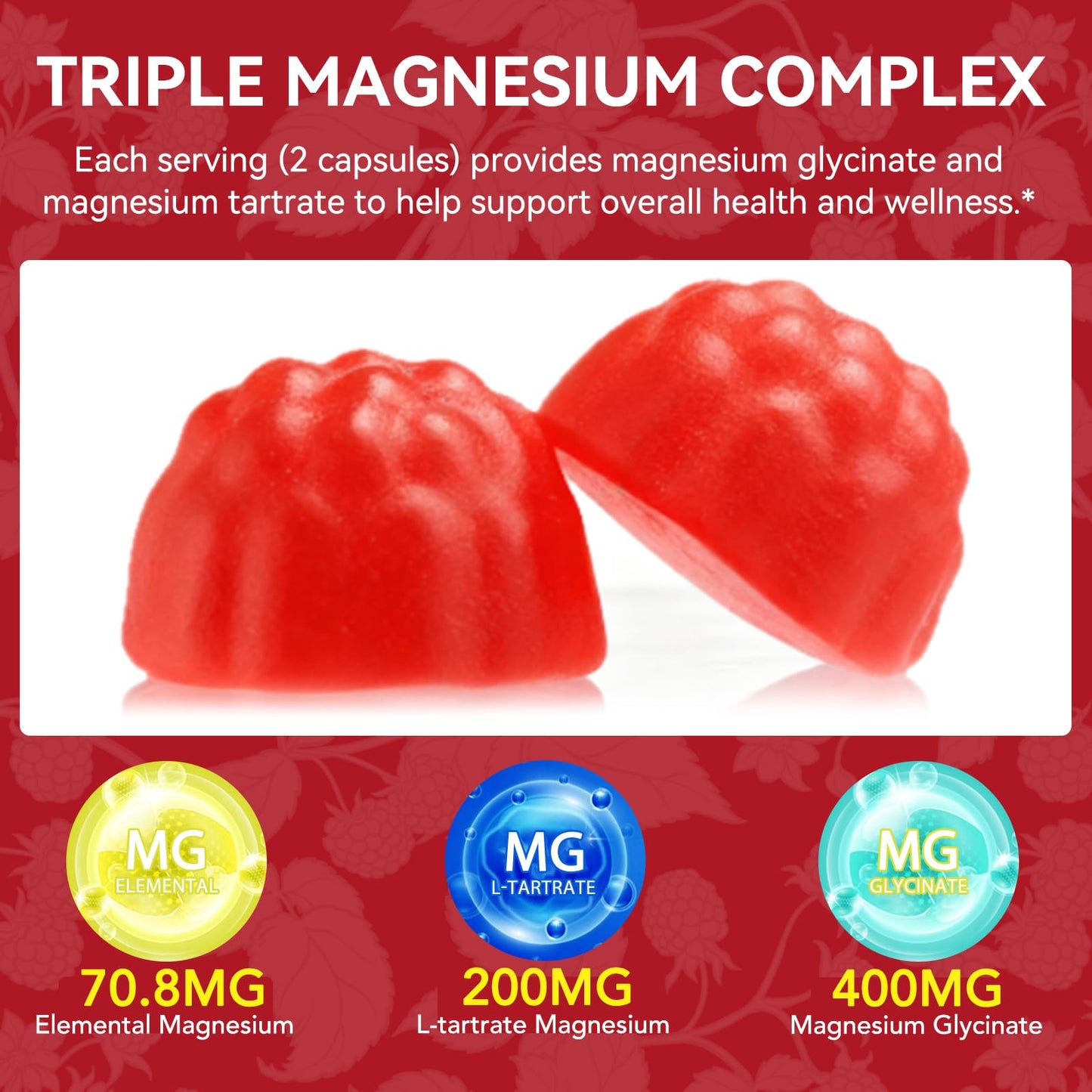 Magnesium Glycinate Gummies 600mg – Sugar-Free High Absorption Magnesium with L-Threonate, Supports Relaxation, Calm & Restful Sleep, - Maple Wellness Supplements