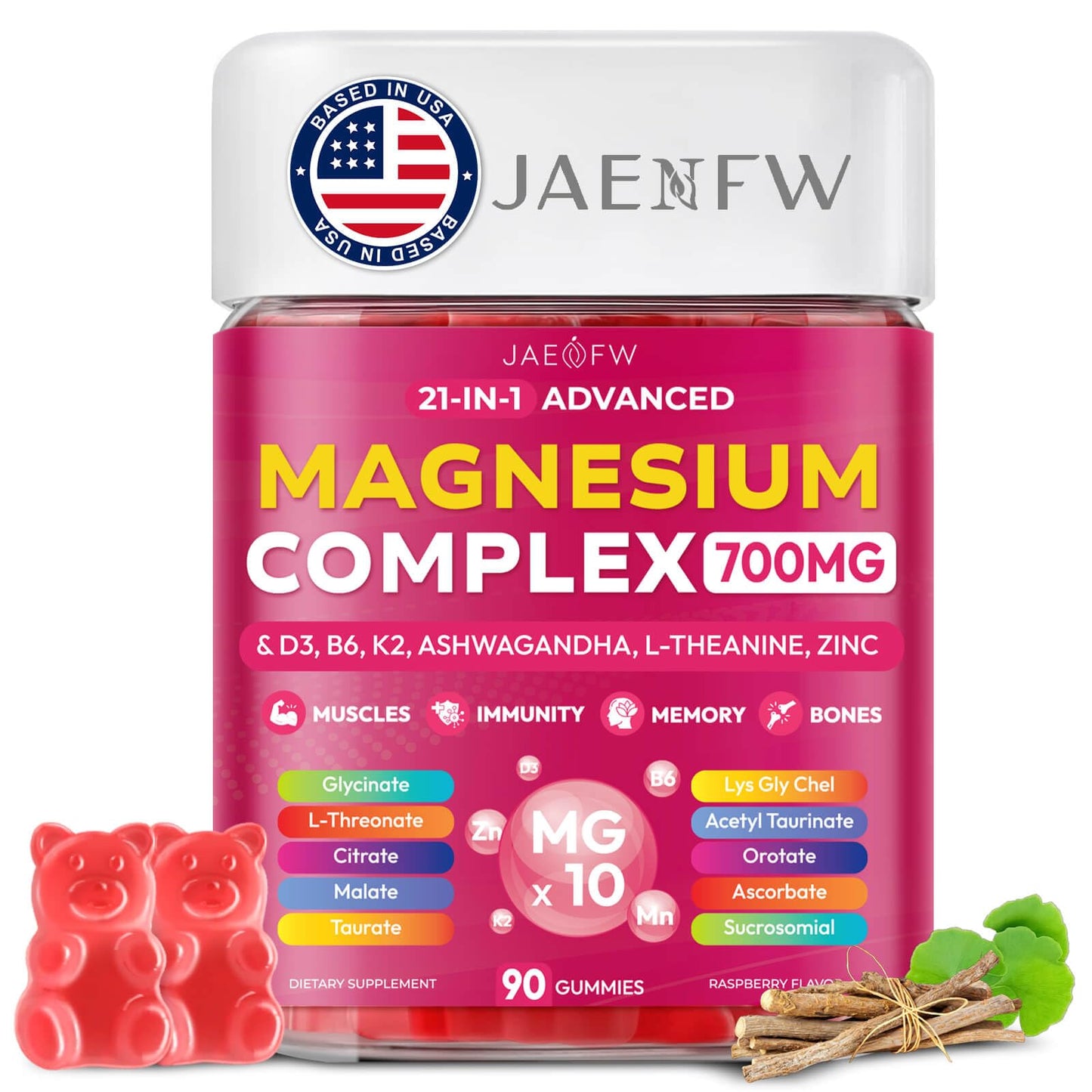 Magnesium Glycinate Gummies 700MG - 21-in-1 Advanced Magnesium Supplement with Ashwagandha, L-Theanine, Zinc, Vitamin - Sugar Free Magnesium Gummies for zzZ - Maple Wellness Supplements