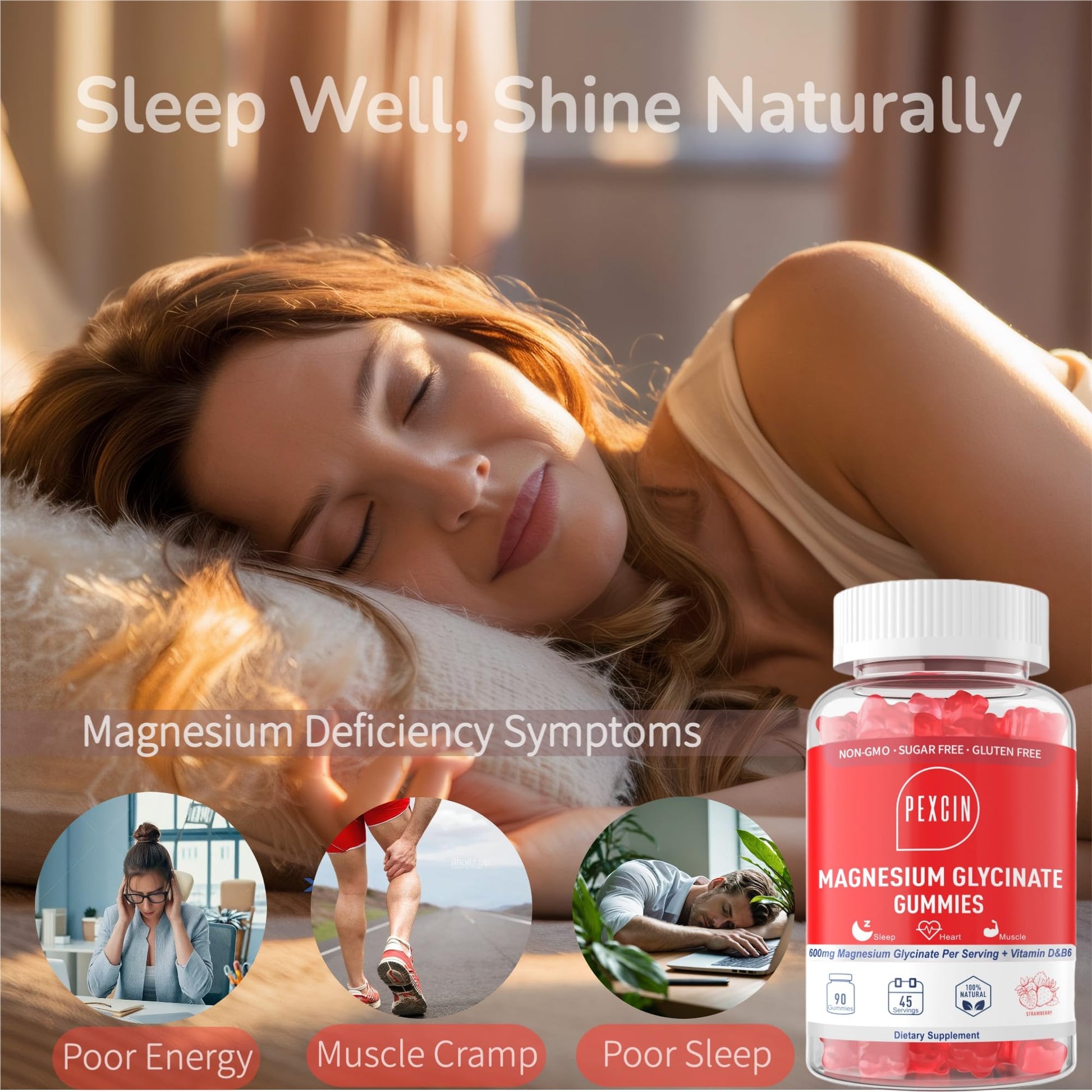 Magnesium Glycinate Gummies for Adults & Kids, 1000mg High Absorption Magnesium Complex Supplement, Sugar Free with Potassium,Vitamins for Calm, Sleep Supprt - Maple Wellness Supplements