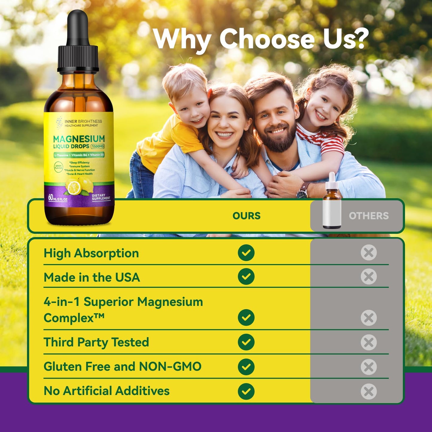 Magnesium Glycinate Liquid Drops 1500mg with Magnesium Citrate & Taurate, L-Theanine, Vitamin D3, B6 - Supports Calm, Sleep, Muscle Relaxation, Leg Cramps & Energy, Lemon Flavor, 60 mL - Maple Wellness Supplements
