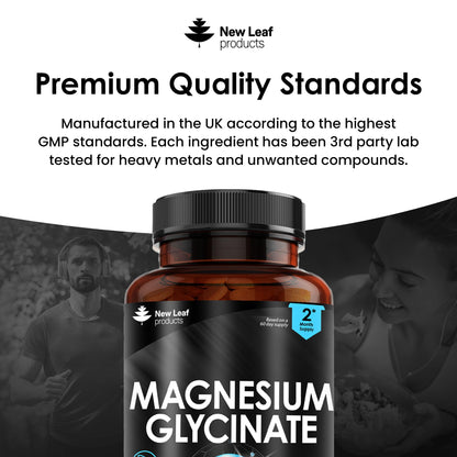 Magnesium Glycinate Supplements - 1040mg of Magnesium - 120 High Strength Capsules - Maple Wellness Supplements