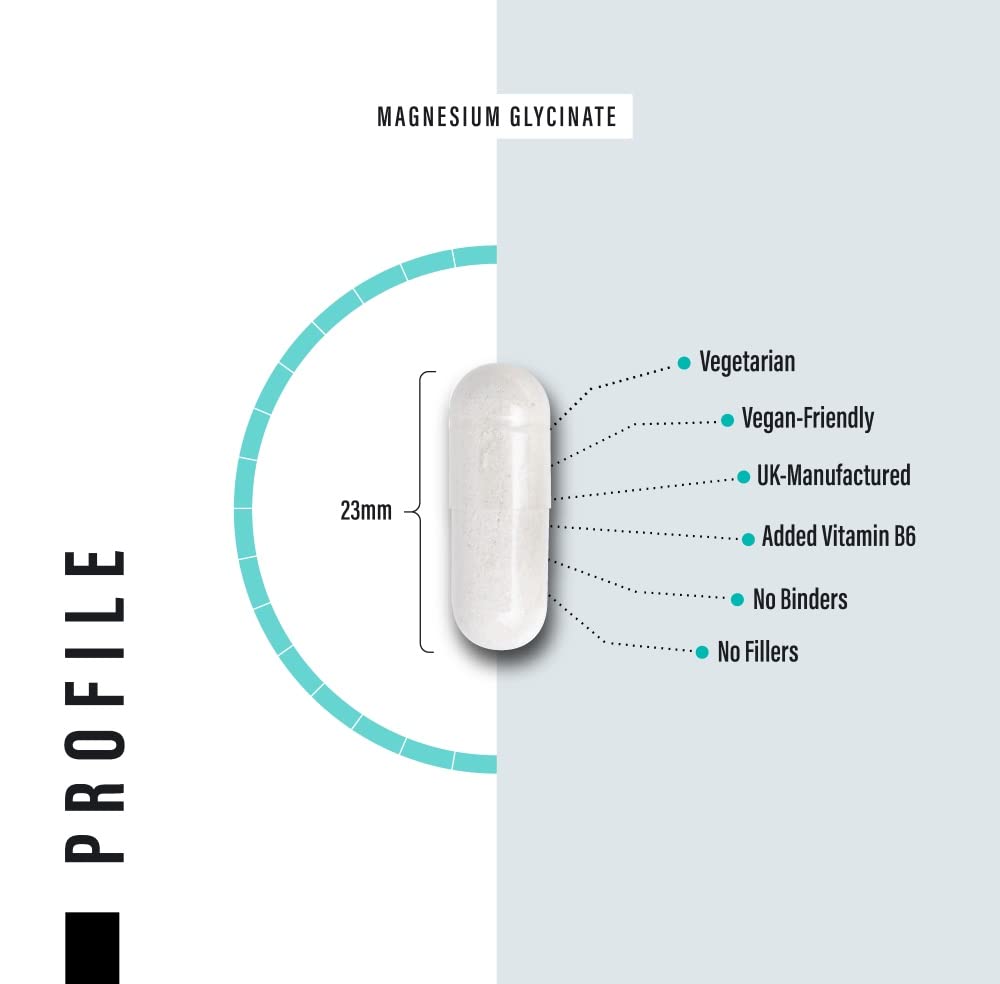Magnesium Glycinate Supplements & Vitamin B6 - 120 High Strength Capsules - Maple Wellness Supplements