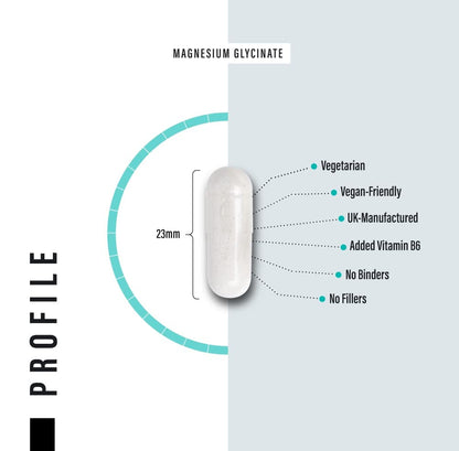 Magnesium Glycinate Supplements & Vitamin B6 - 120 High Strength Capsules - Maple Wellness Supplements