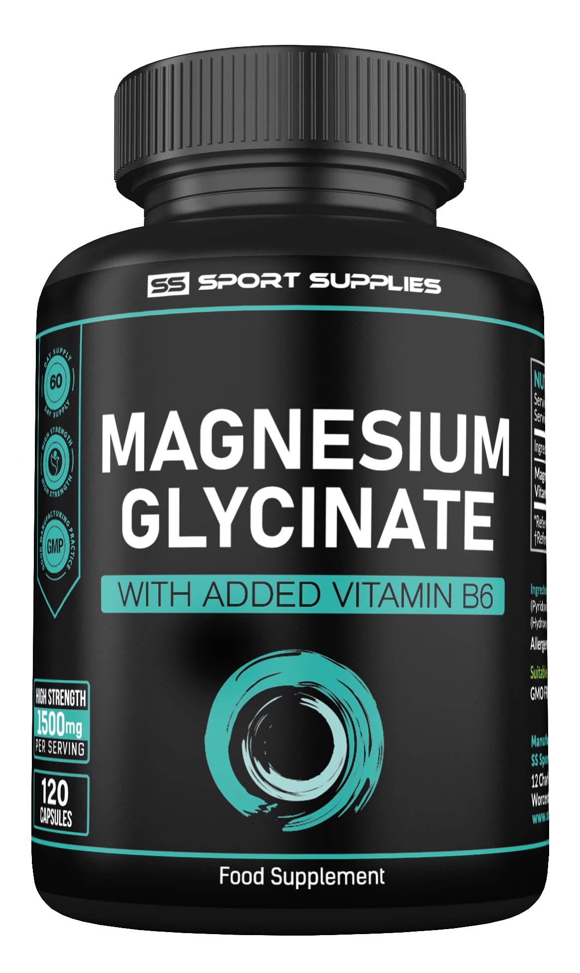 Magnesium Glycinate Supplements & Vitamin B6 - 120 High Strength Capsules - Maple Wellness Supplements